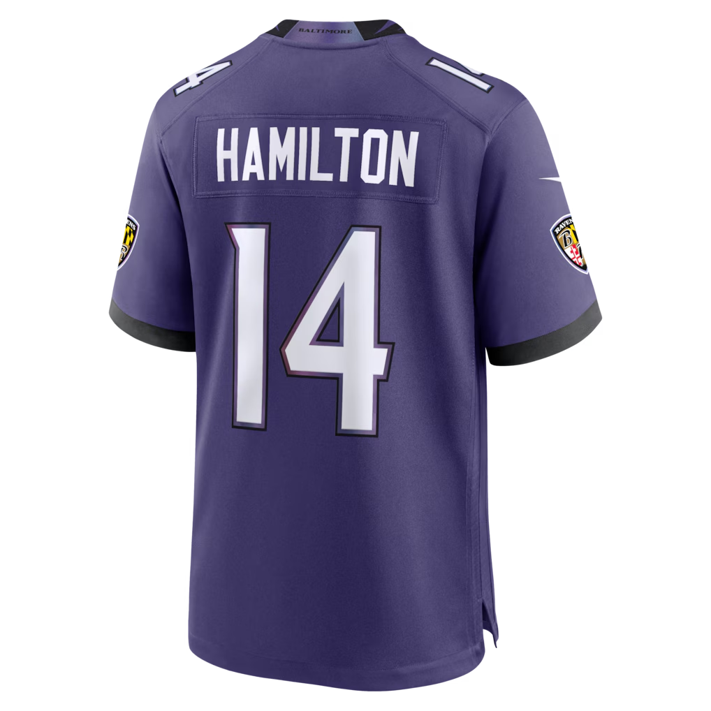Johmsee B.Ravens #14 Kyle Hamilton Purple Team Game Stitched Jerseys