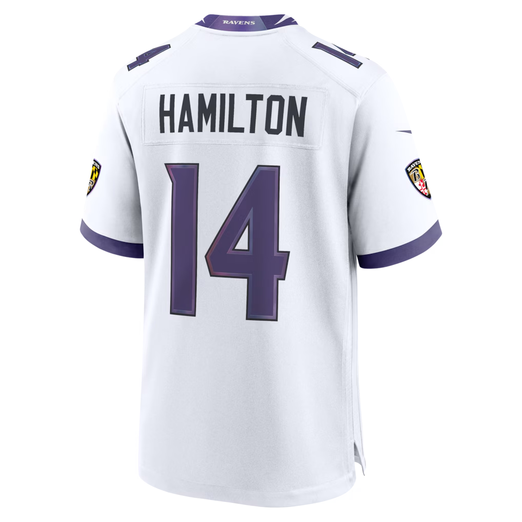 Johmsee B.Ravens #14 Ravens Kyle Hamilton White Game Stitched Jerseys