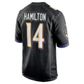Johmsee B.Ravens #14 Kyle Hamilton Player Black Home Game Stitched Jerseys