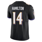 Johmsee B.Ravens #14 Kyle Hamilton Player Black Vapor F.U.S.E. Limited Stitched Jerseys
