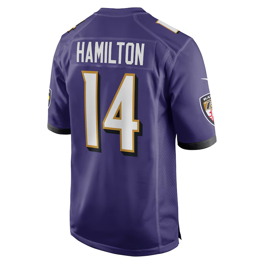 Johmsee B.Ravens #14 Kyle Hamilton Player Purple Game Home Stitched Jerseys