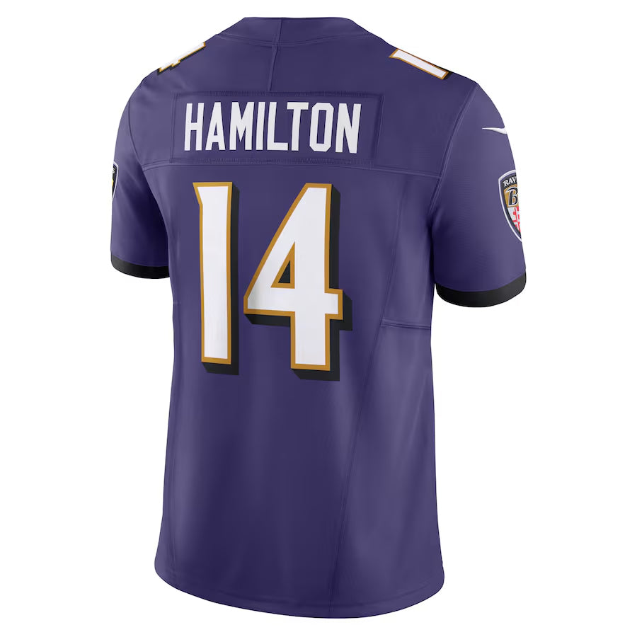 Johmsee B.Ravens #14 Kyle Hamilton Player Purple Vapor F.U.S.E. Limited  Stitched Jerseys