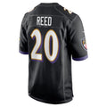 Johmsee B.Ravens #20 Ed Reed Player Black Game Home Football Stitched Jerseys