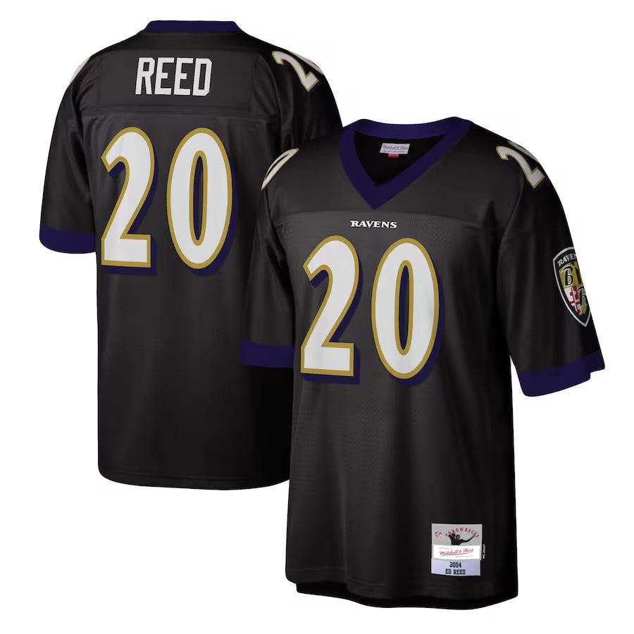 Johmsee B.Ravens #20 Ed Reed Player Mitchell & Ness Black Legacy Replica Stitched Jerseys
