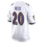 Johmsee B.Ravens #20 Ed Reed Player White Game Home Stitched Jerseys
