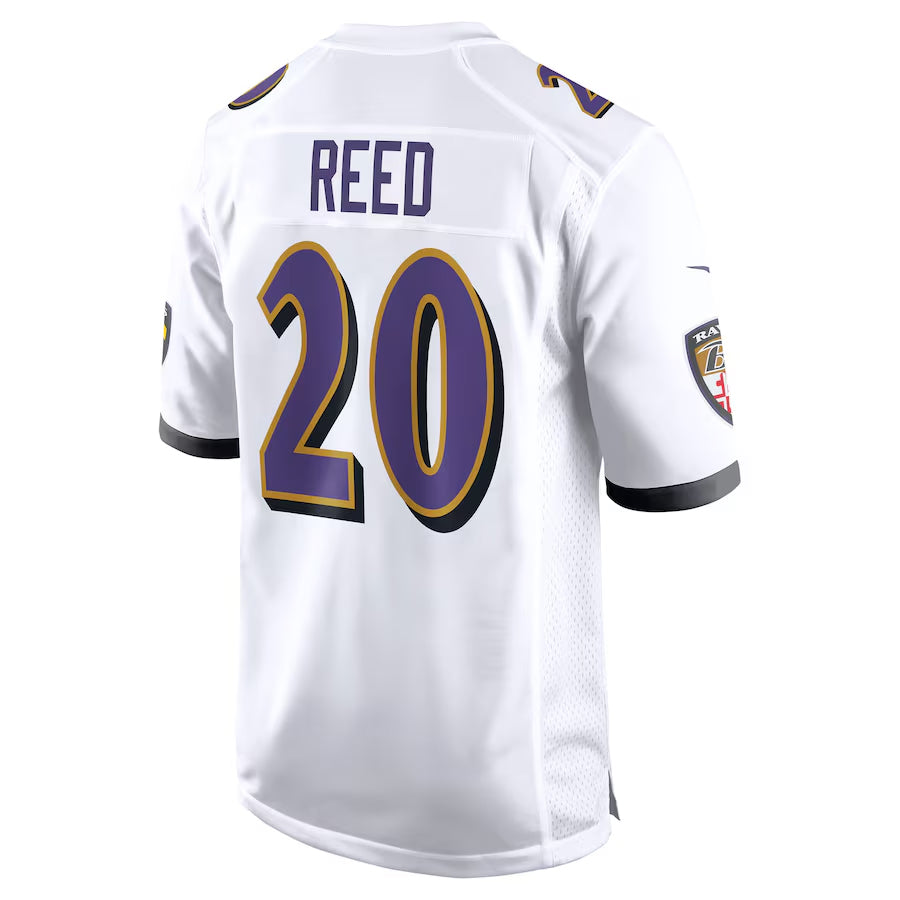 Johmsee B.Ravens #20 Ed Reed Player White Game Home Stitched Jerseys