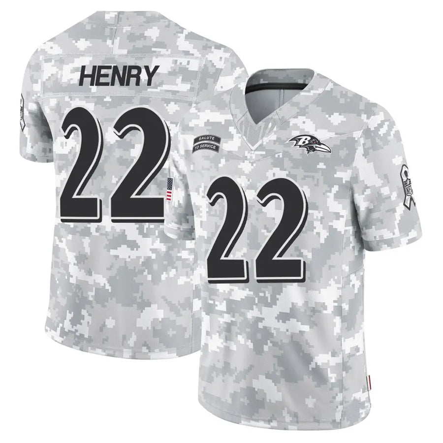 Johmsee B.Ravens #22 Derrick Henry Player Arctic Camo Salute to Service Limited  Stitched Jerseys