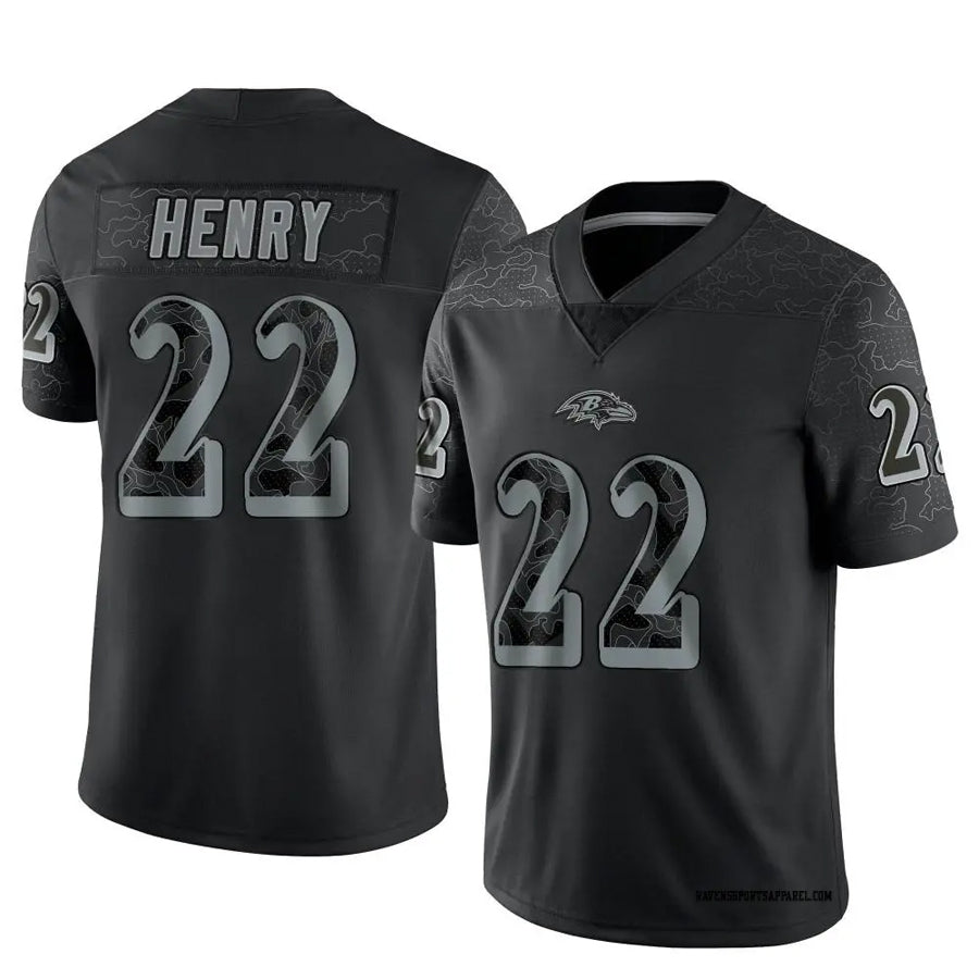 Johmsee B.Ravens #22 Derrick Henry Player Black REFLECTIVE Limited Stitched Jerseys