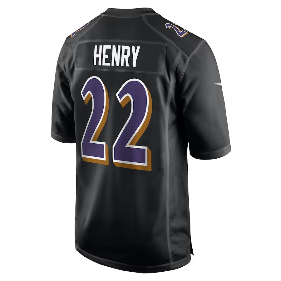 Johmsee B.Ravens #22 Derrick Henry Player Carbon Black Fashion  Stitched Jerseys