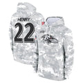 Johmsee B.Ravens #22 Derrick Henry Player Military Hoodie Arctic Camo Salute To Service Stitched Jerseys