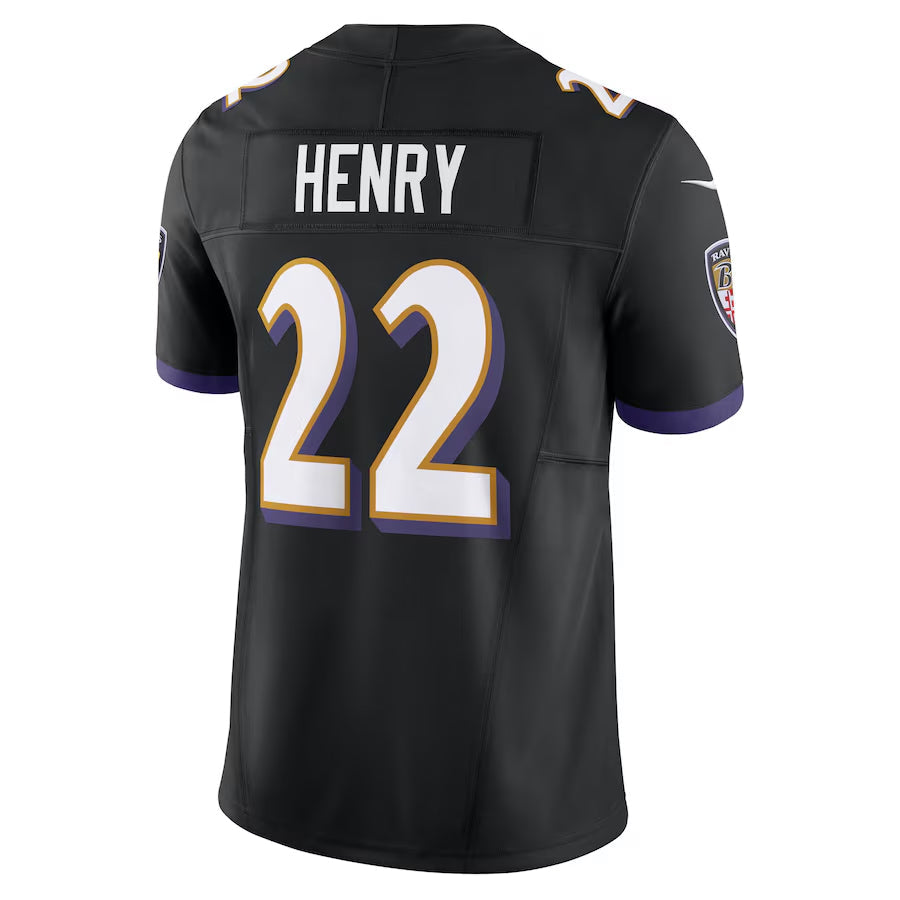 Johmsee B.Ravens #22 Derrick Henry Player Vapor F.U.S.E. Limited Black Stitched Jerseys