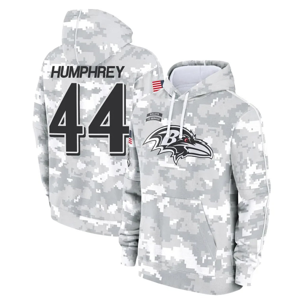 Johmsee B.Ravens #44 Marlon Humphrey Player Arctic Camo Salute To Service Hoodie Stitched Jerseys