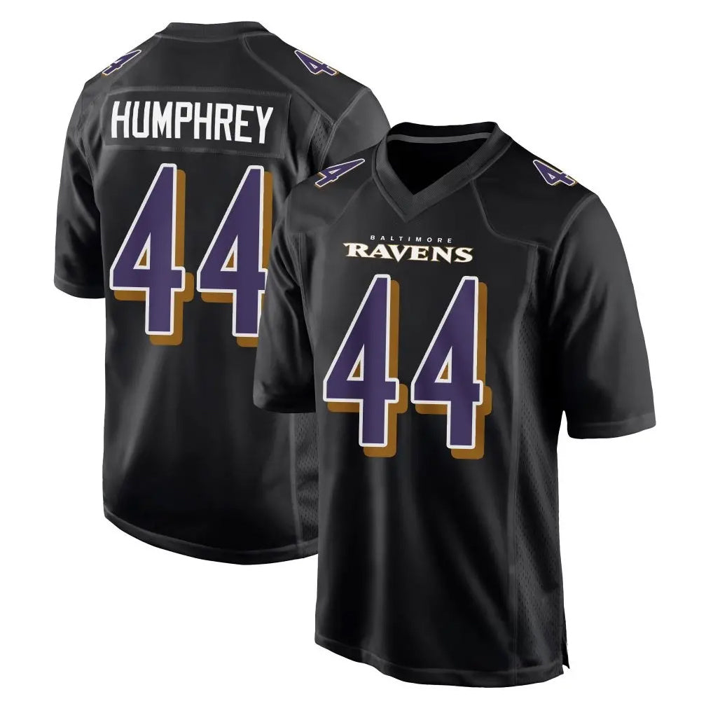 Johmsee B.Ravens #44 Marlon Humphrey Player Carbon Black Fashion Home Game Stitched Jerseys