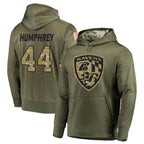 Johmsee B.Ravens #44 Marlon Humphrey Player Olive Salute to Service Pullover Hoodie Stitched Jerseys