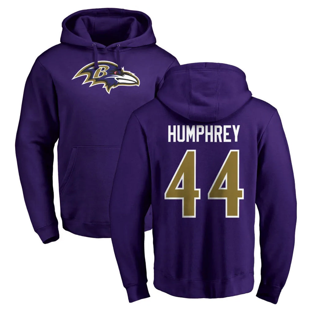 Johmsee B.Ravens #44 Marlon Humphrey Player Purple Salute to Service Pullover Hoodie Stitched Jerseys
