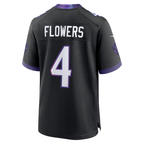 Johmsee B.Ravens #4 Zay Flowers Black Alternate Stitched Jerseys