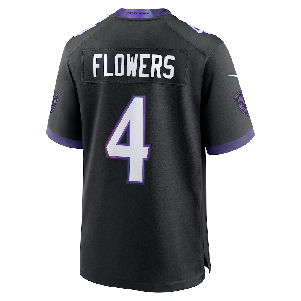 Johmsee B.Ravens #4 Zay Flowers Black Alternate Stitched Jerseys