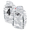 Johmsee B.Ravens #4 Zay Flowers Player Arctic Camo Salute to Service Pullover Hoodie Stitched Jerseys