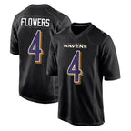 Johmsee B.Ravens #4 Zay Flowers Player Black Carbon Fashion Home Game Stitched Jerseys