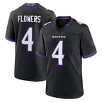 Johmsee B.Ravens #4 Zay Flowers Player Black Home Game Stitched Jerseys