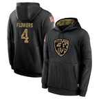 Johmsee B.Ravens #4 Zay Flowers Player Black Salute to Service Pullover Hoodie Stitched Jerseys