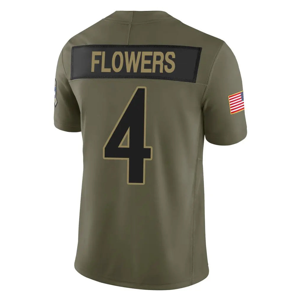 Johmsee B.Ravens #4 Zay Flowers Player Olive Salute To Service Limited Home Game Stitched Jerseys