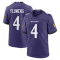 Johmsee B.Ravens #4 Zay Flowers Player Purple Home Game Stitched Jerseys