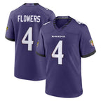 Johmsee B.Ravens #4 Zay Flowers Player Purple Home Game Stitched Jerseys