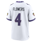 Johmsee B.Ravens #4 Zay Flowers White Game Stitched Jerseys