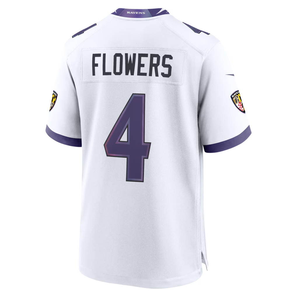 Johmsee B.Ravens #4 Zay Flowers White Game Stitched Jerseys