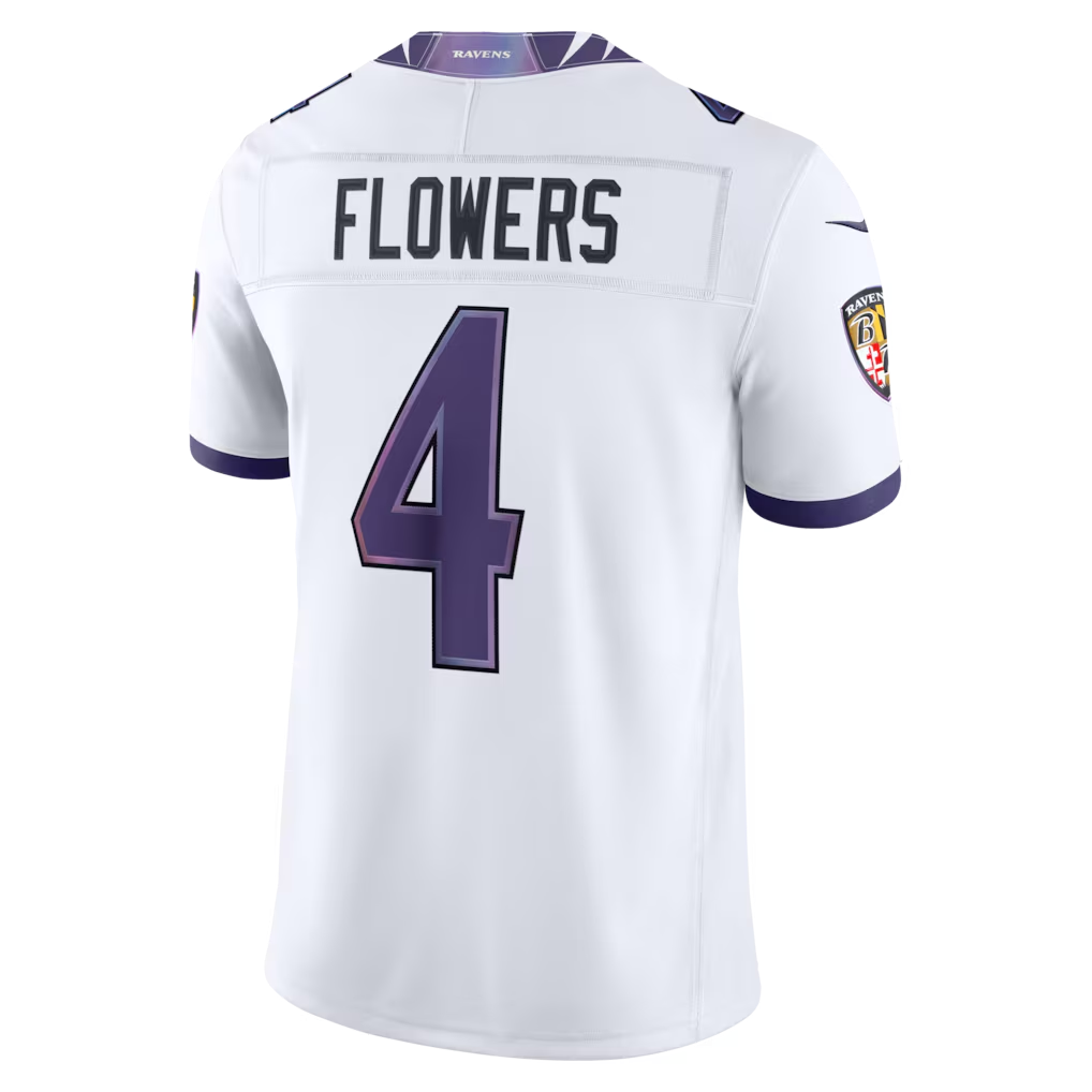 Johmsee B.Ravens #4 Zay Flowers White Vapor F.U.S.E. Stitched Limited Jerseys