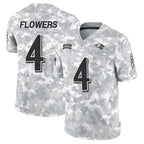 Johmsee B.Ravens #4 Zay Flowers Player Arctic Camo Salute to Service Limited Stitched Jerseys