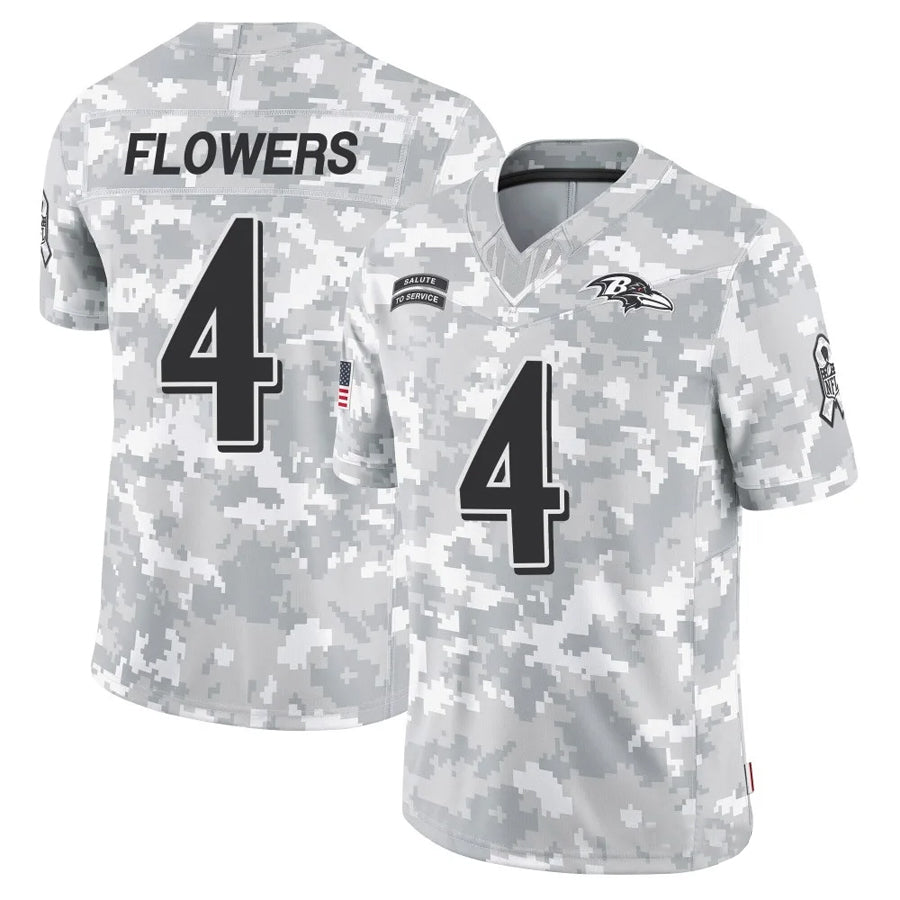Johmsee B.Ravens #4 Zay Flowers Player Arctic Camo Salute to Service Limited Stitched Jerseys