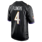 Johmsee B.Ravens #4 Zay Flowers Player Black Home Game Stitched Jerseys