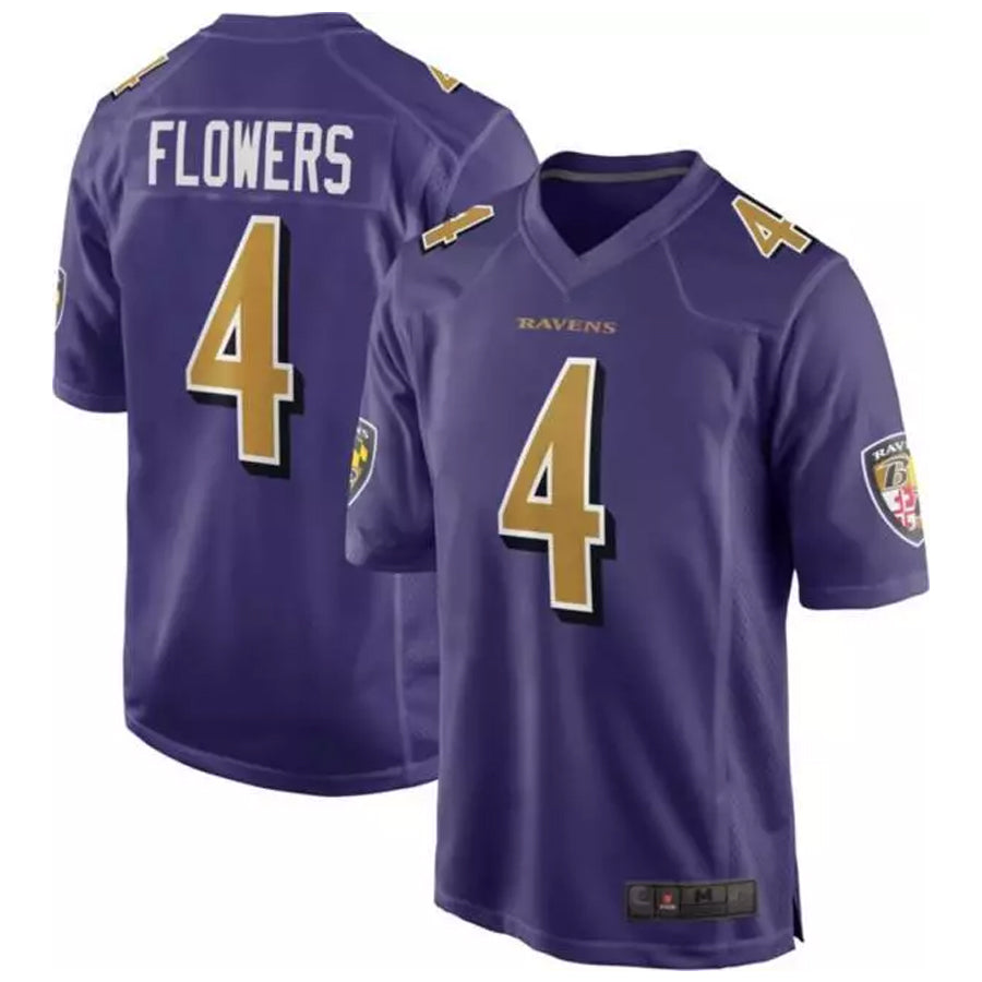 Johmsee B.Ravens #4 Zay Flowers Player Color Rush Game Purple Stitched Jerseys