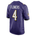 Johmsee B.Ravens #4 Zay Flowers Player Purple Home Game Stitched Jerseys