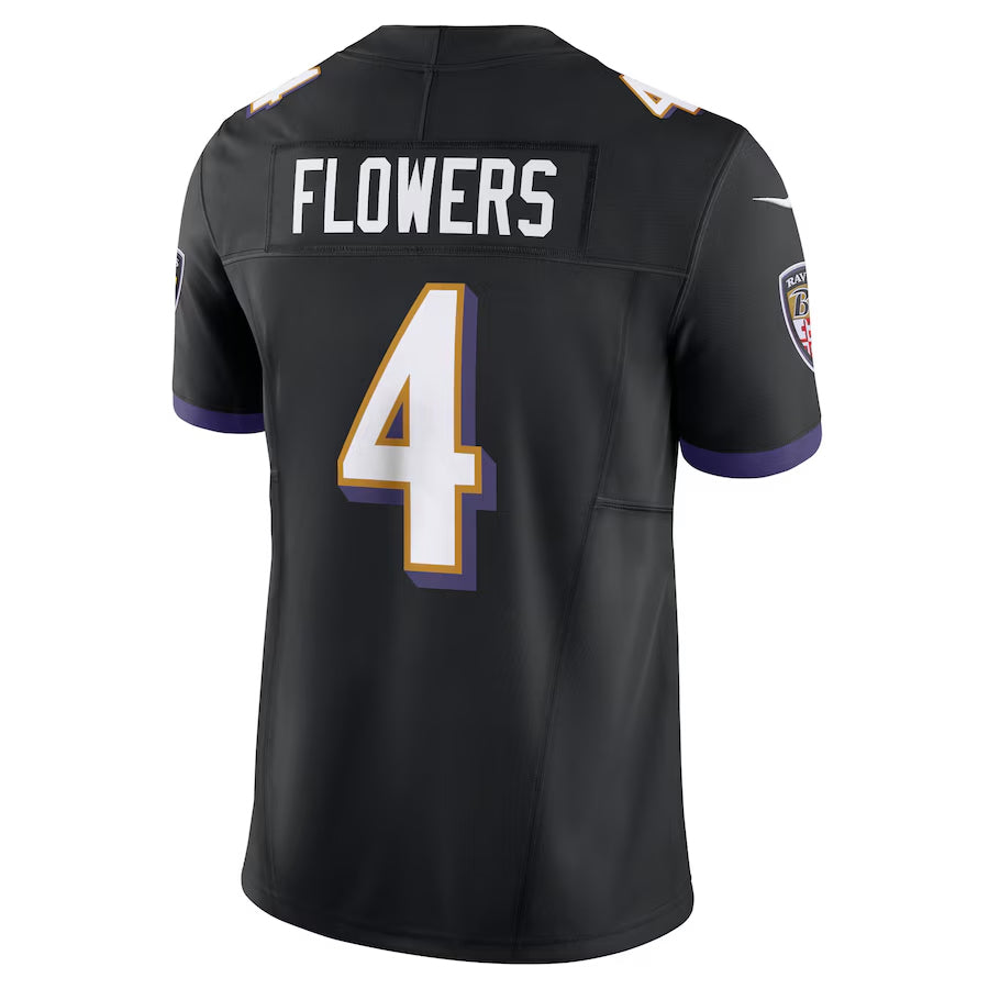 Johmsee B.Ravens #4 Zay Flowers Player Vapor F.U.S.E. Limited Black Stitched Jerseys