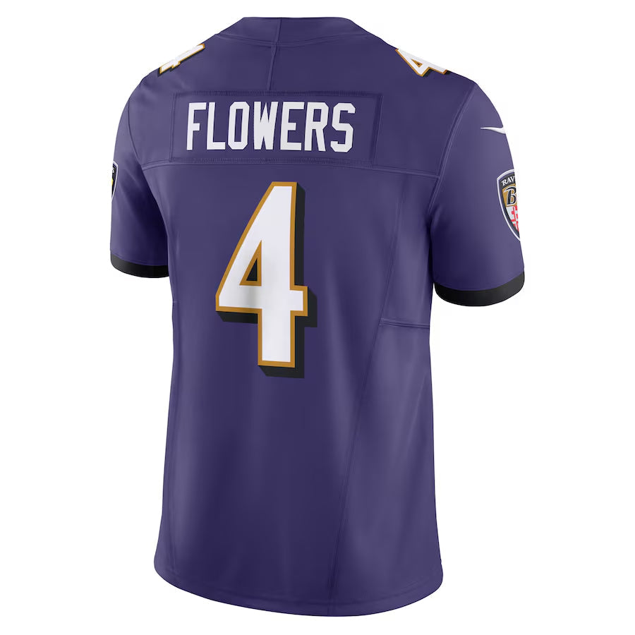 Johmsee B.Ravens #4 Zay Flowers Player Vapor F.U.S.E. Limited Purple Stitched Jerseys