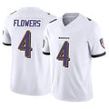 Johmsee B.Ravens #4 Zay Flowers Player Vapor F.U.S.E. Limited White Stitched Jerseys