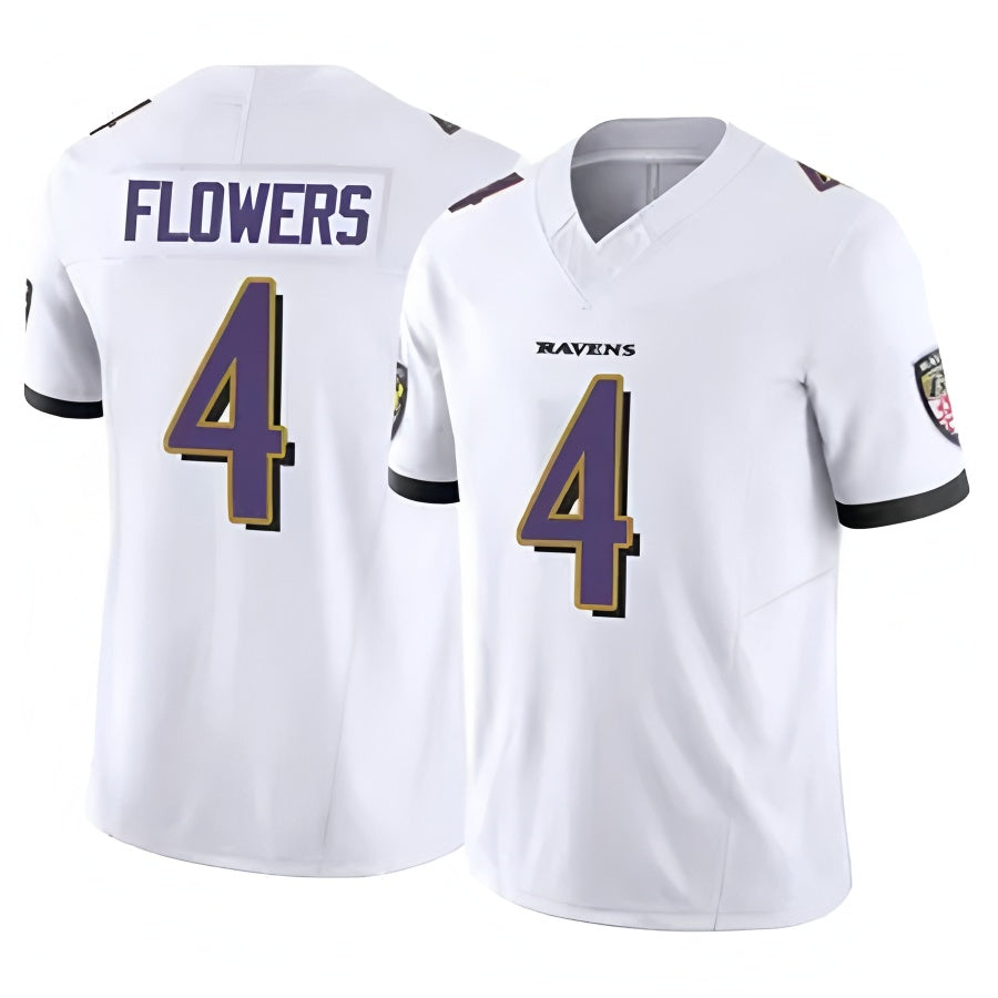 Johmsee B.Ravens #4 Zay Flowers Player Vapor F.U.S.E. Limited White Stitched Jerseys
