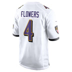 Johmsee B.Ravens #4 Zay Flowers Player White Home Game Stitched Jerseys