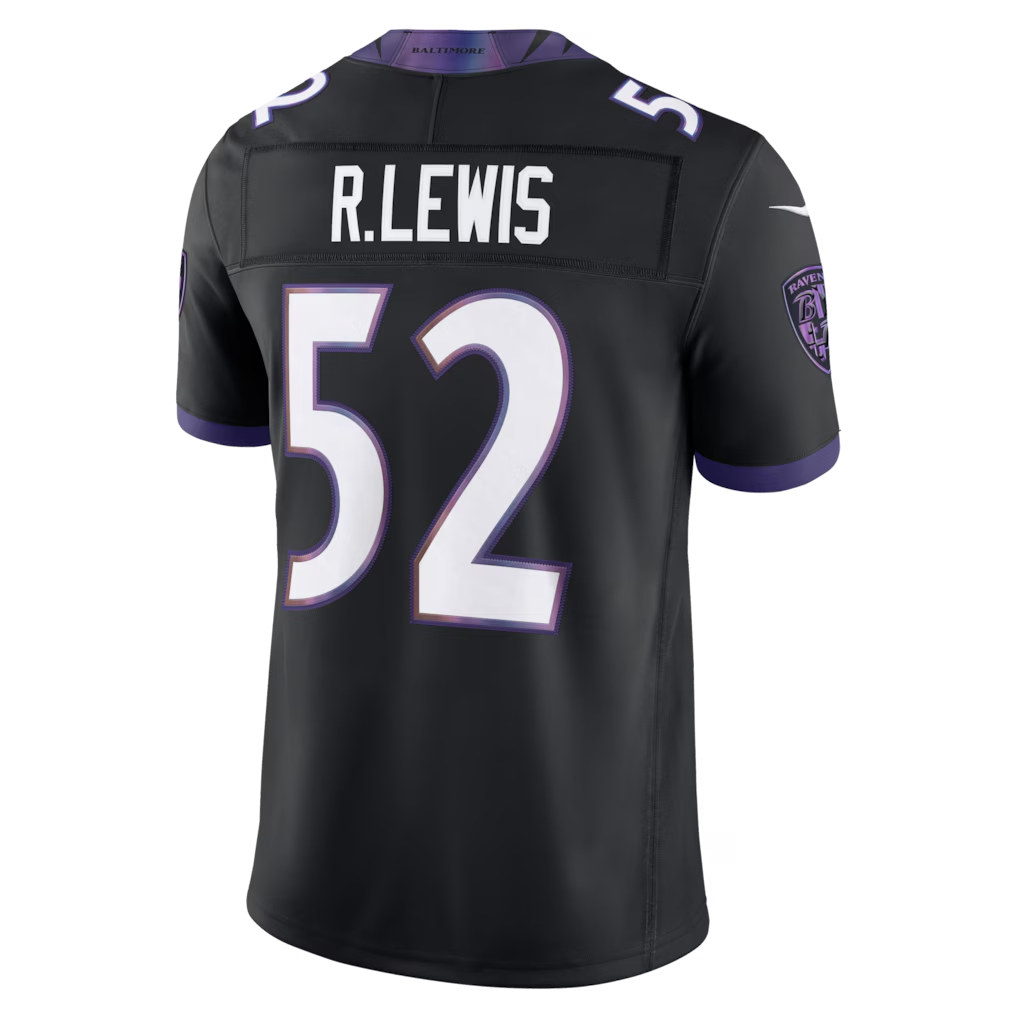 Johmsee B.Ravens #52 Ray Lewis Black Alternate Vapor F.U.S.E. Stitched Retired Player Limited Jerseys