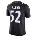 Johmsee B.Ravens #52 Ray Lewis Player Black Vapor F.U.S.E. Limited Home Game Stitched Jerseys