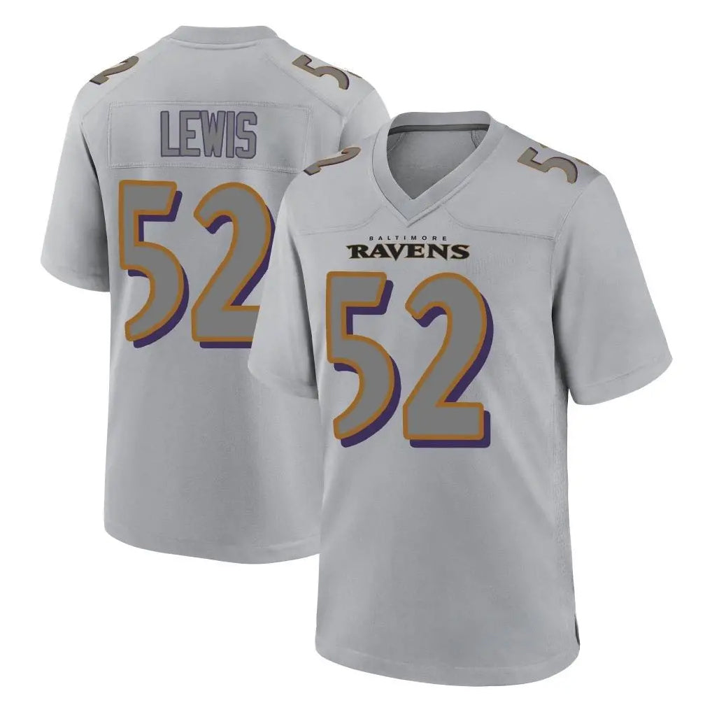 Johmsee B.Ravens #52 Ray Lewis Player Gray Replica Limited Stitched Jerseys