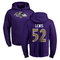 Johmsee B.Ravens #52 Ray Lewis Player Purple Salute to Service Pullover Hoodie Stitched Jerseys