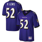 Johmsee B.Ravens B.Ravens #52 Ray Lewis Mitchell & Ness Big & Tall 2000 Retired Player Replica Stitched Jerseys - Purple