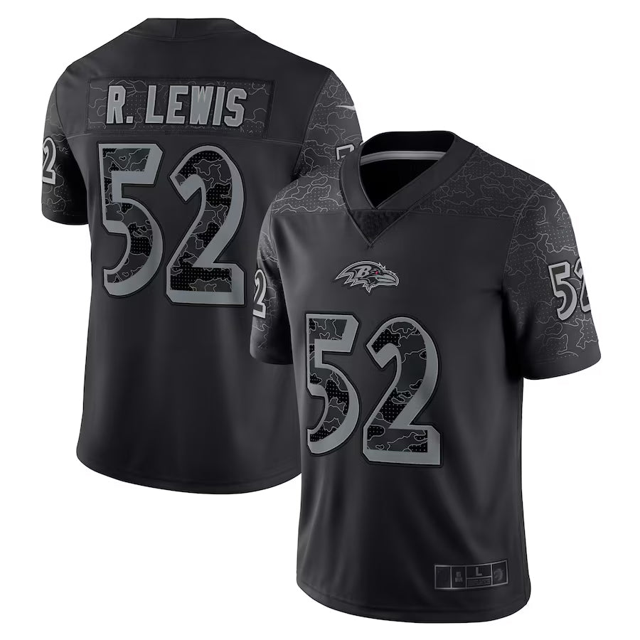 Johmsee B.Ravens #52 Ray Lewis Player Black RFLCTV Limited Stitched Jerseys