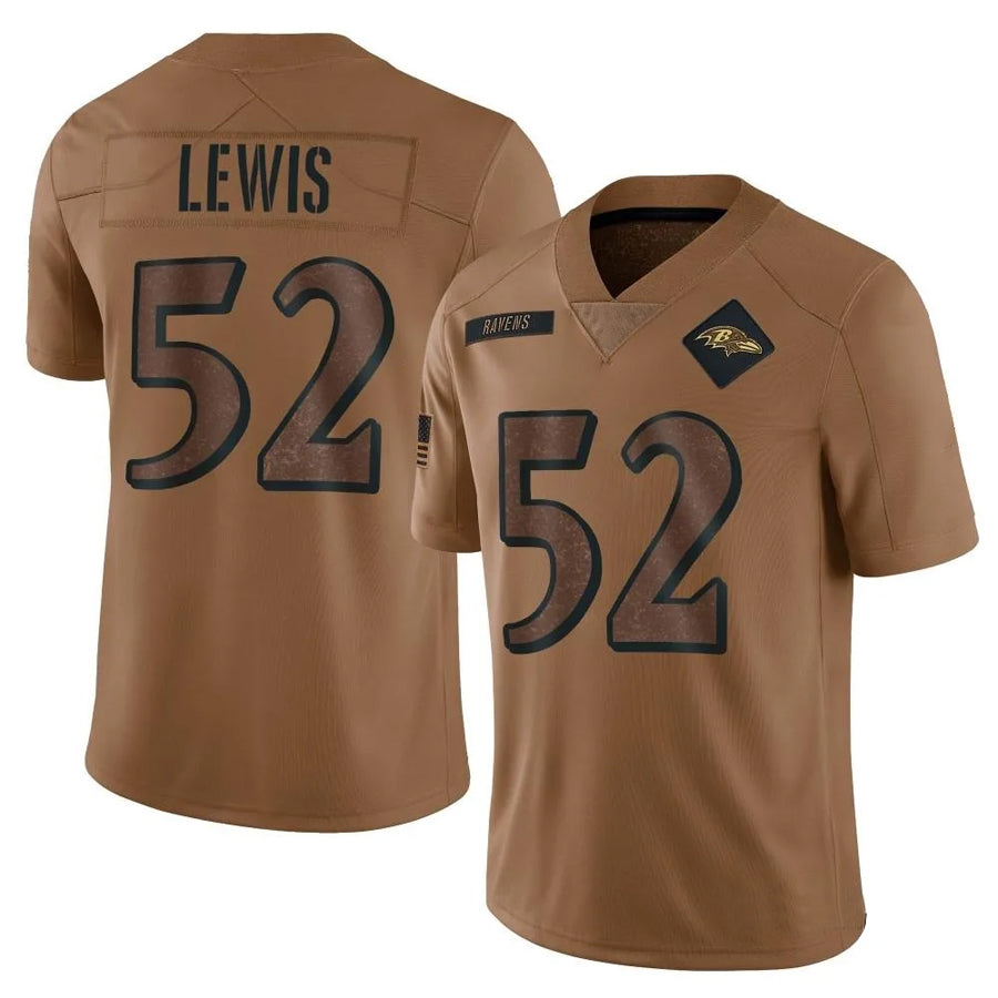Johmsee B.Ravens #52 Ray Lewis Player Brown Salute To Service Limited Stitched Jerseys