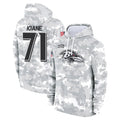 Johmsee B.Ravens #71 Olaivavega Ioane Player Arctic Camo Salute To Service Hoodie Stitched Jerseys