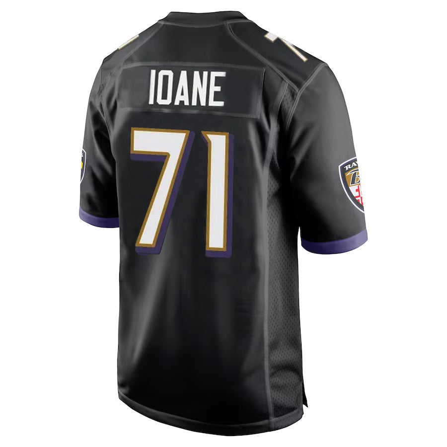 Johmsee B.Ravens #71 Olaivavega Ioane Player Black Alternate Home Stitched Jerseys